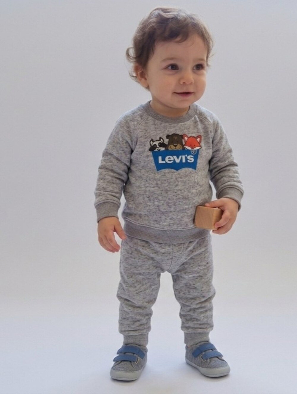 Levi's Baby Grey Animal Logo Sweatshirt Sweatpants Set 12M Tracksuit Fleece